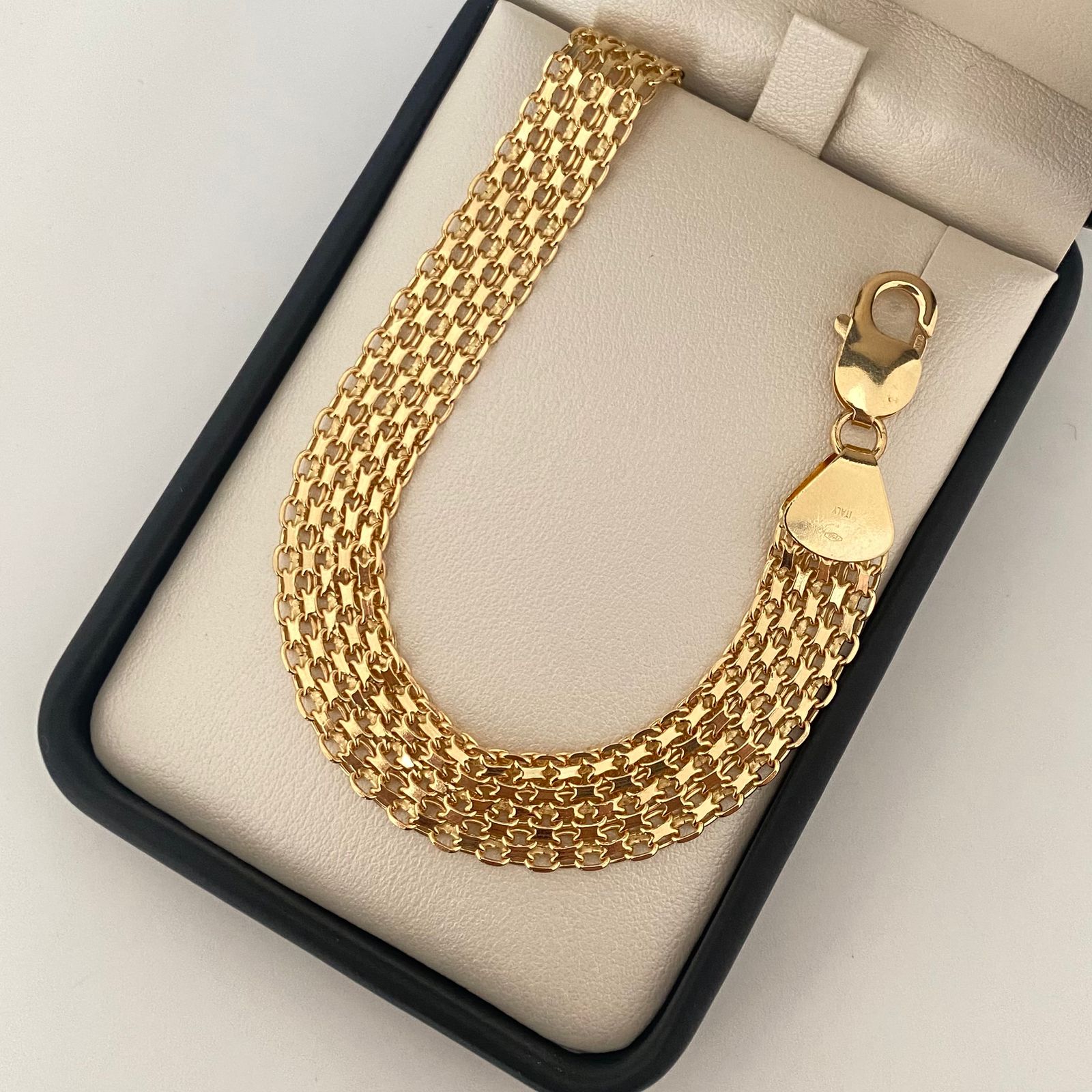 Pulso It chino triple carril Oro amarillo 18k +1 / 19,55 Gr / 11,35 mm / 21 Cm